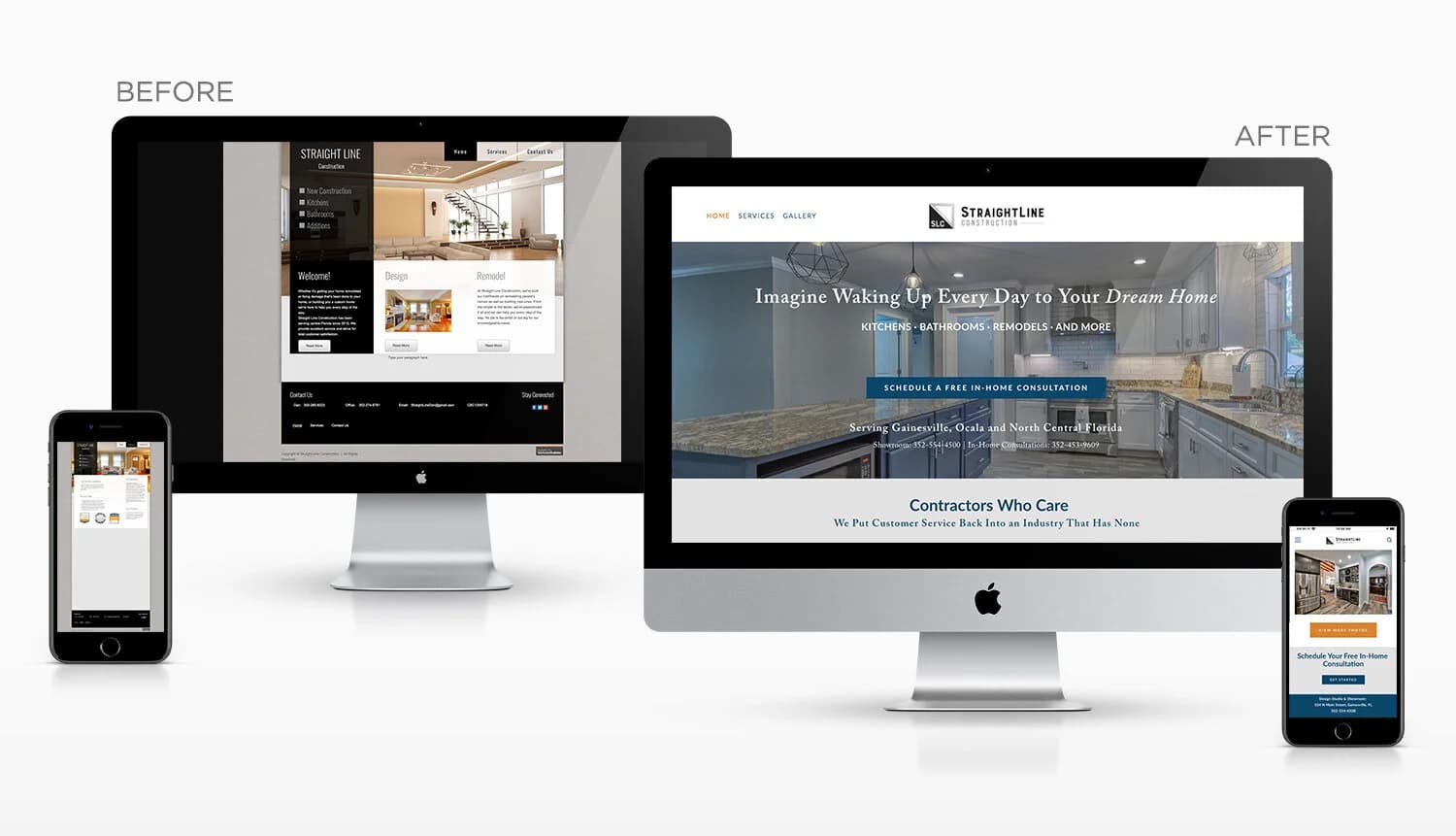 Before and after contractor website redesign, Salt Lake City